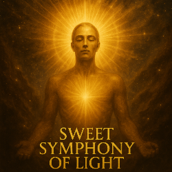 Song Cover Art - A male radiating light with the title:  "Sweet Symphony of Light".